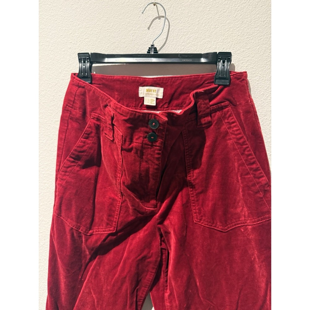 Anthropologie Maeve Red Velvet Pants Size 10 Holiday Party Statement - Picture 3 of 9